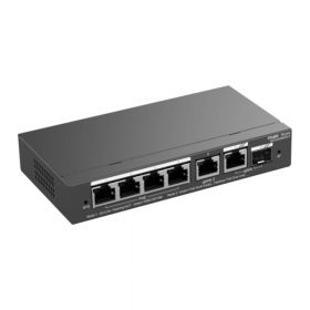 Switch Ruijie/Reyee RG-ES206GS-P 6 Puertos, 4 Poe+, 1 Puerto Uplink Combo Rj45/Sfp, 10/100/1000, 54w, Metálico, Administración En La Nube