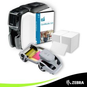 11185 - Impresora de Carnet Zebra ZC100 + Ribbon YMCKO 200 Img + 200 Tarjetas PVC