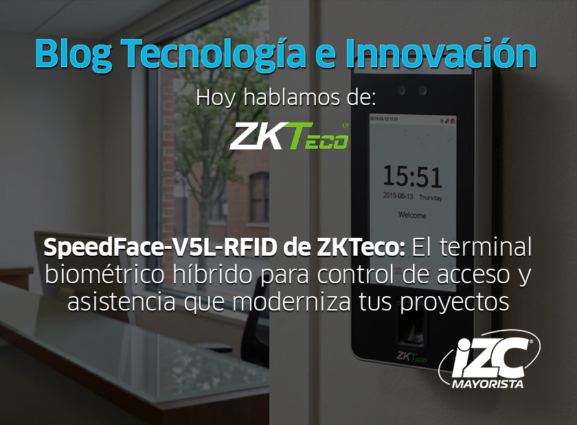 SpeedFace-V5L-RFID de ZKTeco: el terminal biométrico híbrido para control de acceso y asistencia que moderniza tus proyectos